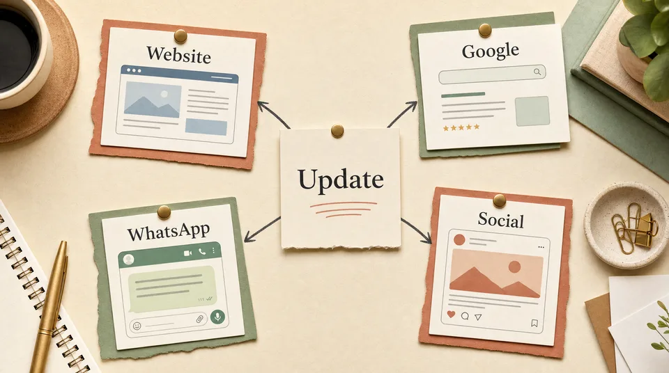 Cover image for How to Turn One Business Update Into Website, Google, WhatsApp, and Social Content