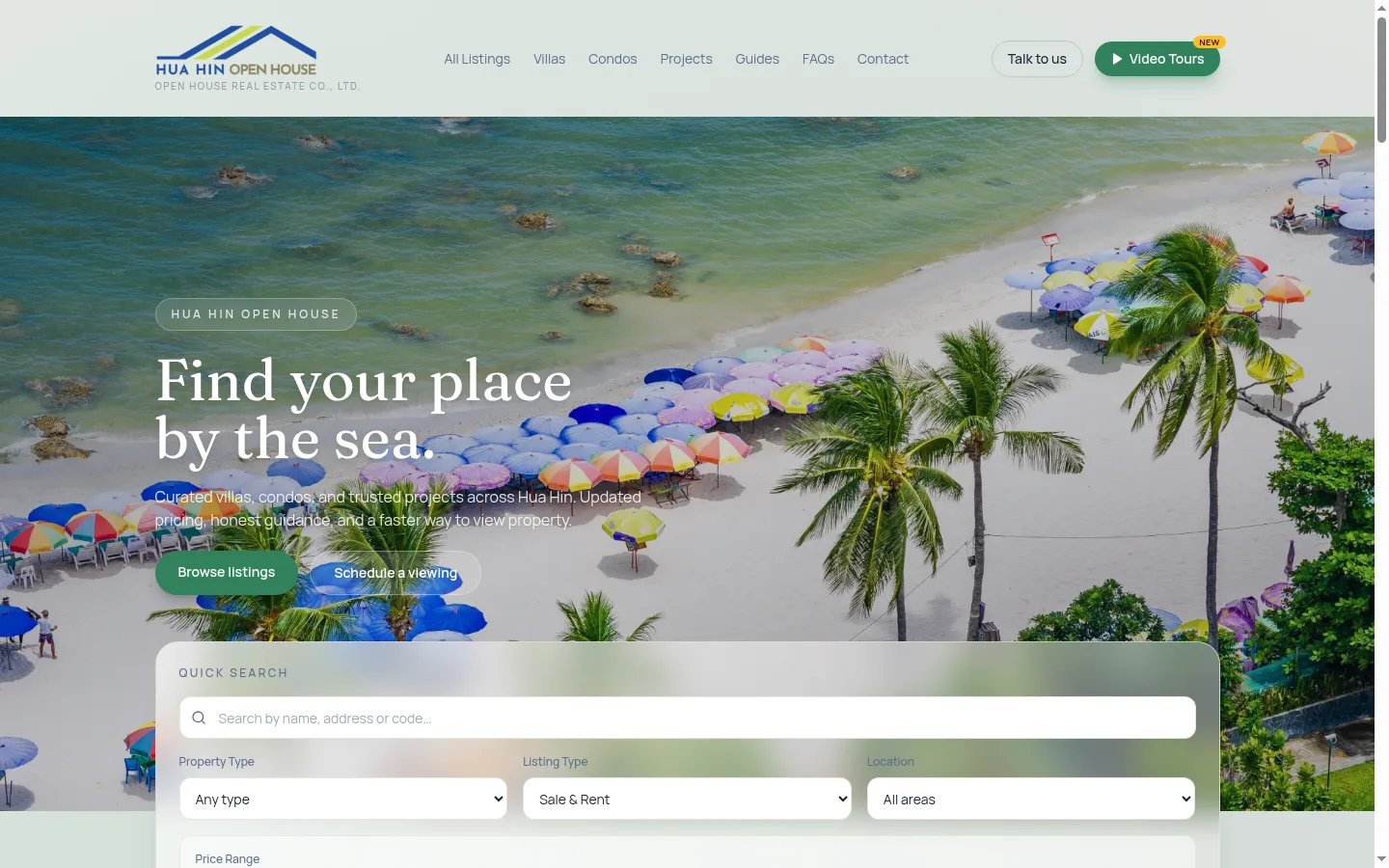 Hua Hin Open House — Real Estate website preview