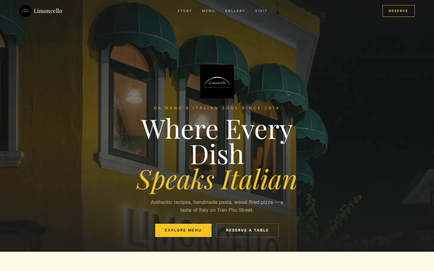 Limoncello Da Nang — Restaurant website preview