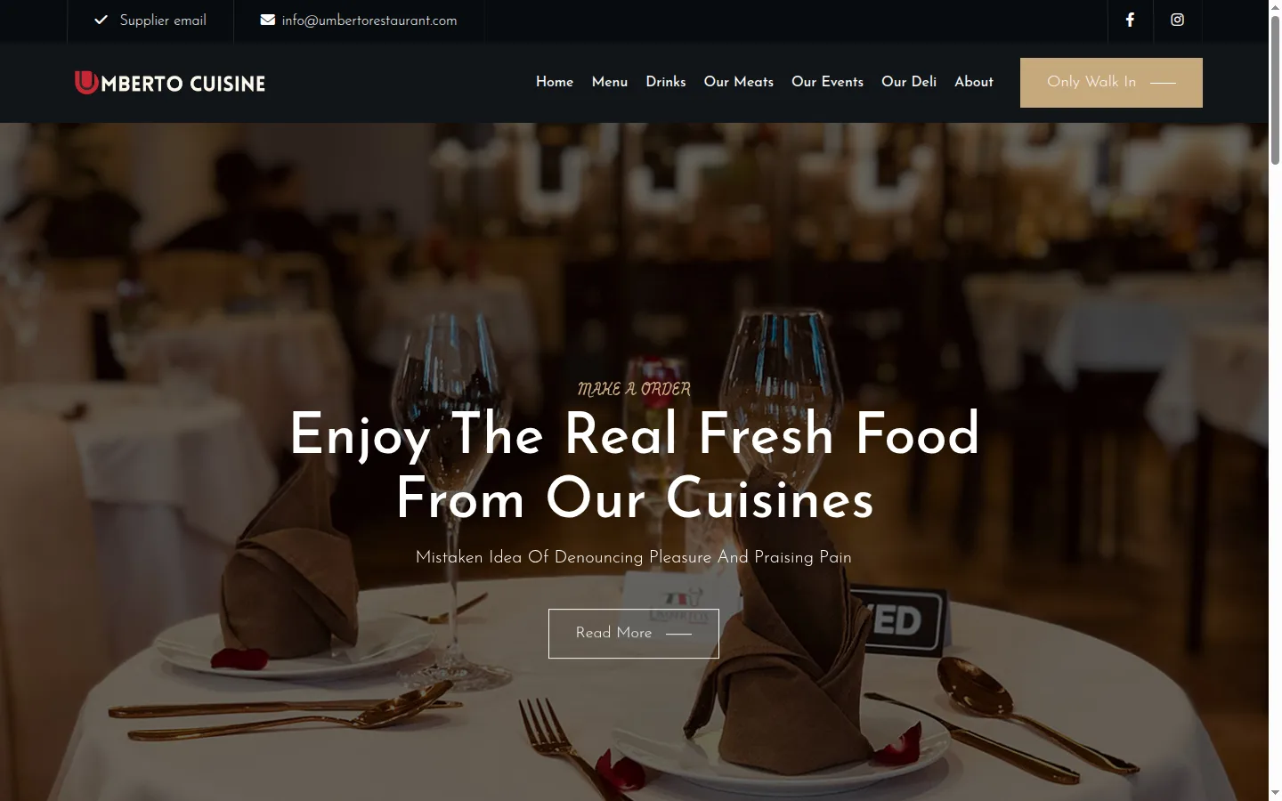 Umberto Restaurant — Restaurant website preview