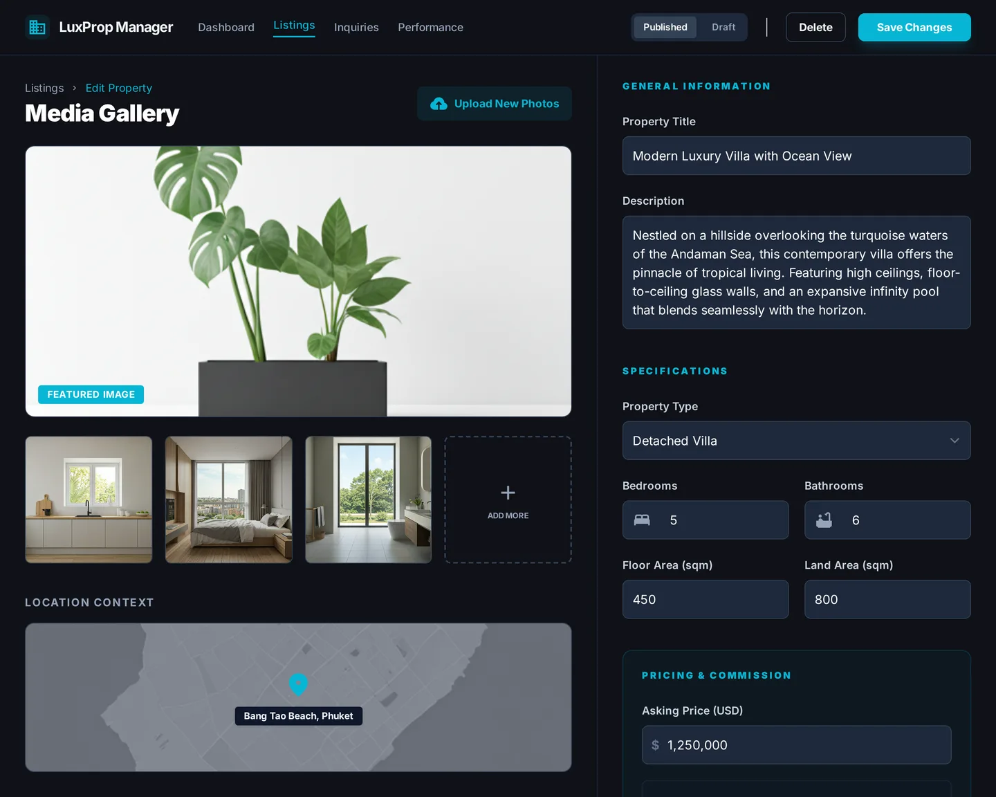 Real Estate OS — Listing Detail module interface